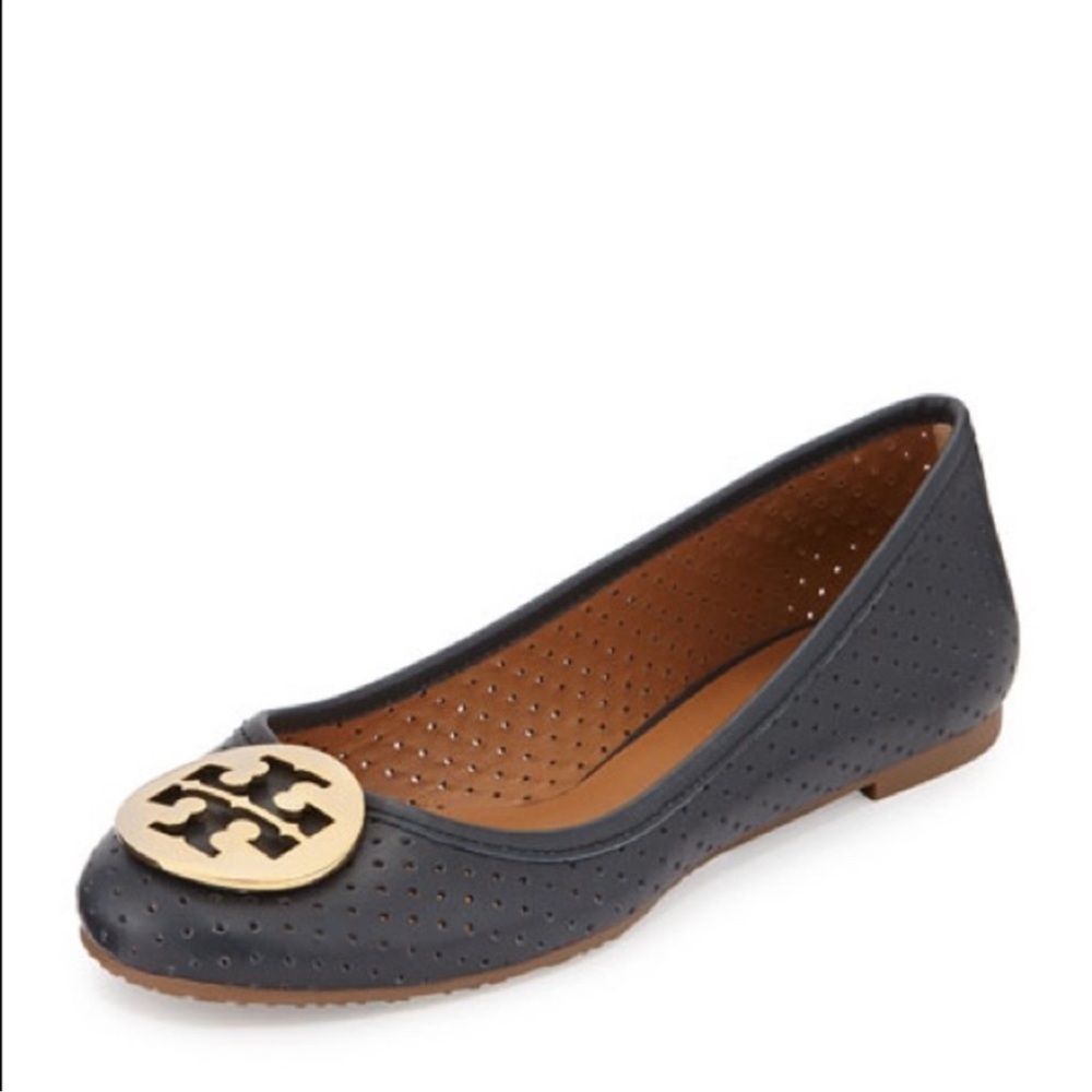 TORY BURCH Reva Perforated Ballet Flat - Navy Blue - Sz 7 - Picture 2 of 12